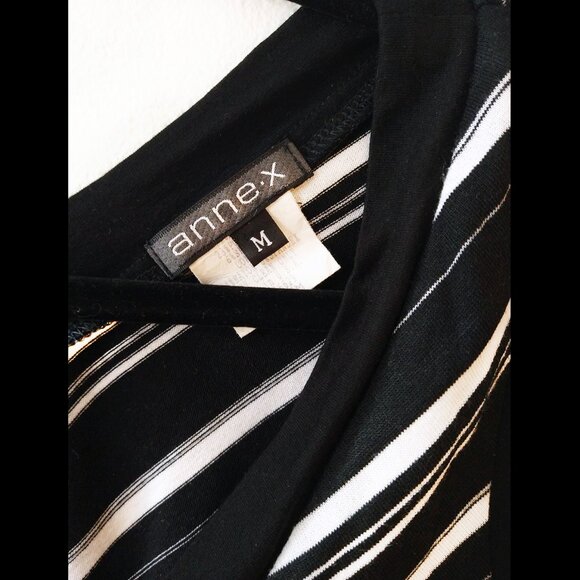 Black & White Striped V-Neck Tank Top with Side Cut-outs, Women's M - Picture 4 of 4